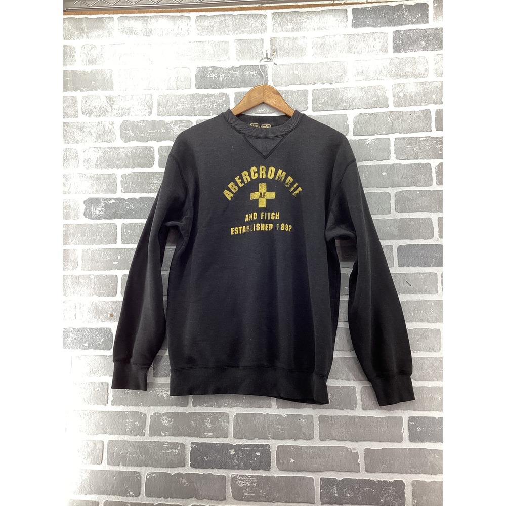 Abercrombie & Fitch Mens Medium Black Graphic Crewneck Sweatshirt Vintage Style